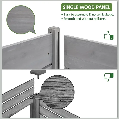 Vista 5 de Yaheetech Cama de jardín elevada de madera de 47 x 41 x 30 pulgadas, para horticultura, para exteriores, 2 niveles, maceta elevada para hierbas