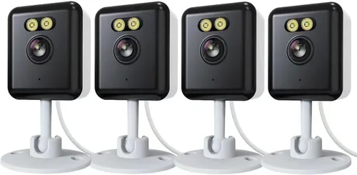 Paquete de 4 cámaras de seguridad WiFi para interiores, 1440P Quad HD visión nocturna a todo color, detección humana AI con alarma, audio