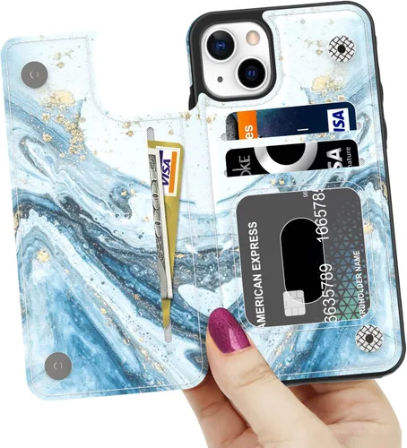 Vista 163 de LETO para iPhone 15 Pro Funda tipo cartera - Tapa tipo folio con patada - Diseños de moda - Tarjetero - Funda protectora para mujeres y niñas - 6.1