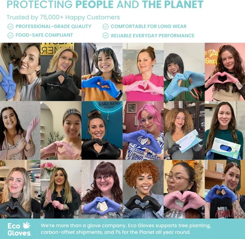 Vista 4 de Eco Gloves Biodegradable BLUE VIOLET Nitrile Disposable Gloves, 4 Mil, Powder Free, Latex Free, Food Safe,Tattoo, Cleaning