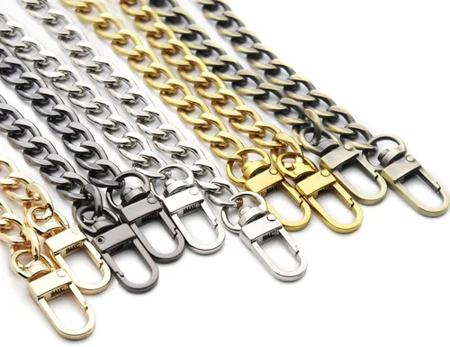 Vista 7 de Anvin Correa de cadena plana de 47 pulgadas, cadenas de hierro de repuesto, correas de hombro, cartera cruzada con hebillas de metal para cinturón