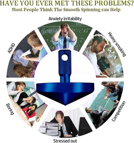 Vista 5 de Giroscopio giratorio de precisión de acero inoxidable giratorio antigravedad Spinner Top equilibrio perfecto juguete de escritorio, regalo único Azul