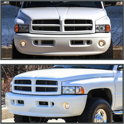 Vista 2 de SPEC-D TUNING Luces antiniebla de conducción transparentes + bombillas compatibles con Dodge Ram Sport Package 1999-2002 1500 2500 3500 L+R Pair