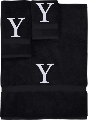 Vista 109 de Juego de toallas con monograma, regalo personalizado, juego de 3 - Letra de bloque dorada bordada en toalla - Extra absorbente 100% algodón turco