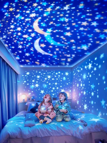 Vista 5 de 21 juegos de películas + proyector de luz nocturna para niños, proyector de luz nocturna para dormitorio de niños, techo, proyector de galaxia
