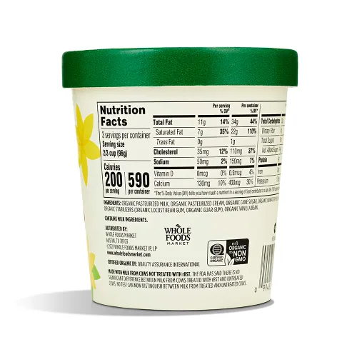 Vista 2 de 365 by Whole Foods Market, Helado de vainilla orgánica, 1 pinta