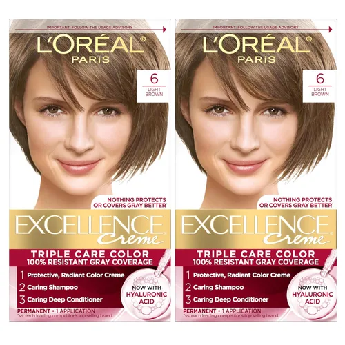 Vista 4 de L'Oreal Paris Excellence Crème - Tinte permanente para el cabello, color de cabello de triple cuidado, complejo Pro-Keratina para una cobertura
