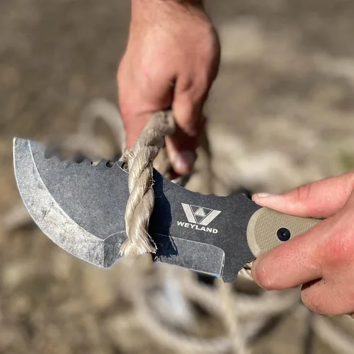 Vista 9 de WEYLAND Cuchillo Rastreador – Cuchillo Grande de Hoja Fija para Exteriores con Funda Holster de Cinturón de Transporte Horizontal Estilo Scout