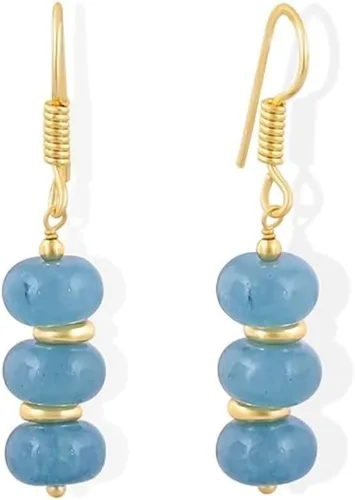 Vista 29 de Gempires - Aretes ligeros con cuentas hechas a mano, hipoalergénicos, chapados en oro, aretes colgantes para mujer