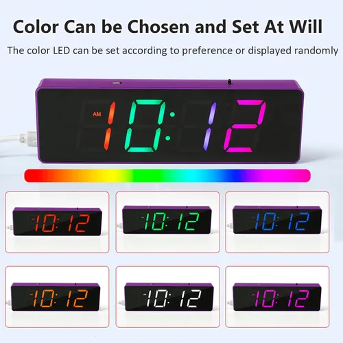 Vista 5 de Kit de soldadura de reloj RGB para bricolaje, colorido kit de reloj digital de 4 dígitos, proyecto de soldadura de bricolaje, kit de reloj