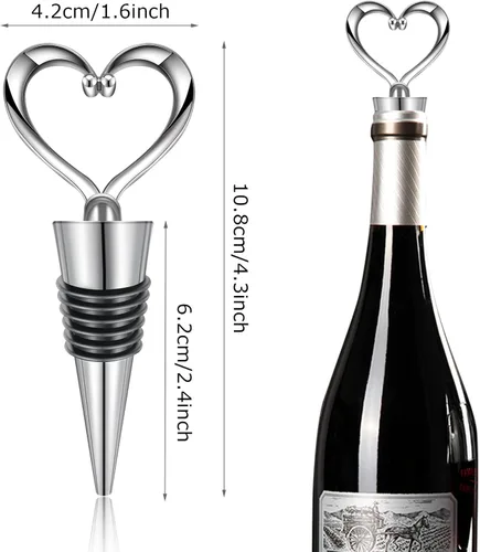 Vista 3 de Tapón de vino reutilizable con forma de corazón, tapón de botella de bebida de vino, tapa de salida de vino para vino, champán, colección de cerveza
