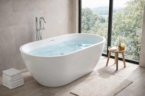 Bañera Mone de fondo plano acrílico brillante de 59 pulgadas en blanco