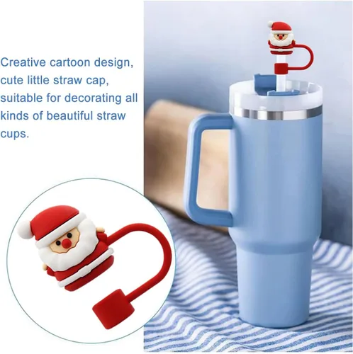 Vista 4 de Tapa de popote para copa Stanley, cubierta de popote de silicona compatible con vaso de 30 y 40 onzas con asa, tapas de puntas de popote