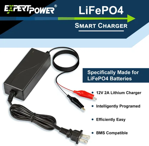 Vista 20 de ExpertPower Cargador inteligente de 12 V 1 A para baterías recargables de ciclo profundo LiFePO4 de litio DC 5521 macho y pinzas de cocodrilo