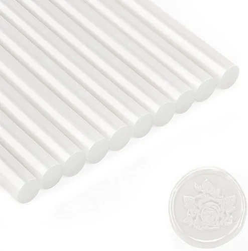 Gartful Varillas de cera para pistola de pegamento, color blanco perla, palitos de pegamento termofusible de tamaño completo para sello de sello,