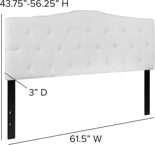 Vista 29 de BizChair Cabecero tapizado capitoné tamaño individual en tela blanca