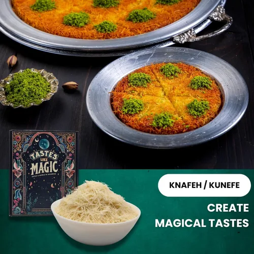 Vista 4 de Kataifi, Kadayif, masa filo seca y rallada naturalmente 14.11 onzas / 14.11 onzas – 2 paquetes Ingrediente para barra de chocolate con pistacho