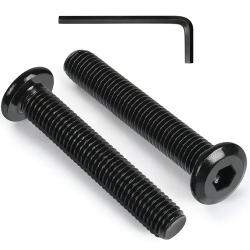 Vista 8 de VGBUY M6-1 x 8 mm 90 piezas Tornillos de cabeza plana con muesca hexagonal, pernos métricos M6, acero inoxidable 304 18-8, niquelado negro, rosca