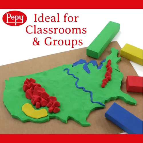 Vista 4 de Pepy Arcilla de modelado de plastilina a base de aceite reutilizable y que no se seca, colores primarios, 1 libra, sin azufre y no tóxica, ideal