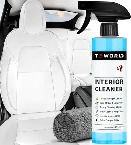 Limpiador y removedor de manchas de asiento Tesla, limpiador de interiores para cuero vegano blanco y negro, kit de limpieza interior para asientos,