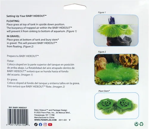Vista 7 de Penn-Plax Césped de cría de peces – Escondite de bebé para freír – Ideal para vividores y capas de huevos – Plantas de acuario de plástico – 2 piezas