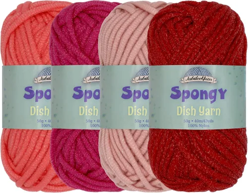 Vista 10 de JubileeYarn Hilo esponjoso para platos - 50 g/madeja de nylon grueso - paño de cocina - negro - 4 madejas