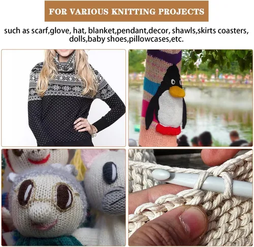 Vista 3 de 2 piezas de juego de agujas de tejer rectas de una sola punta de longitud 14 pulgadas, suministros de tejer, agujas de tejer para principiantes