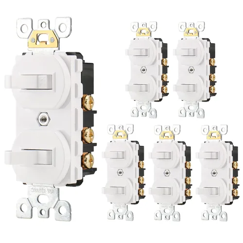 Vista 11 de Wengart Interruptor de Luz de Doble Palanca, 15 Amperios AC120 Voltios, Interruptor de Pared Eléctrico de Grado Residencial, Ideal para Hogar
