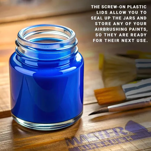 Vista 4 de Master Airbrush TB-001 - Botellas vacías de vidrio de 3/4 onzas (22 cc) con tapas de plástico, frascos de repuesto, botellas de almacenamiento