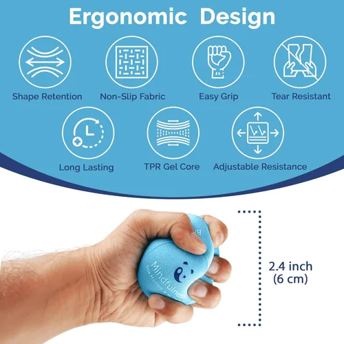 Vista 5 de Mind & Body Stress Balls for Adults - Multi-Density Squeeze Balls for Hand Therapy & Grip Strengthening - Stress & Anxiety Relief - Soft to Triple