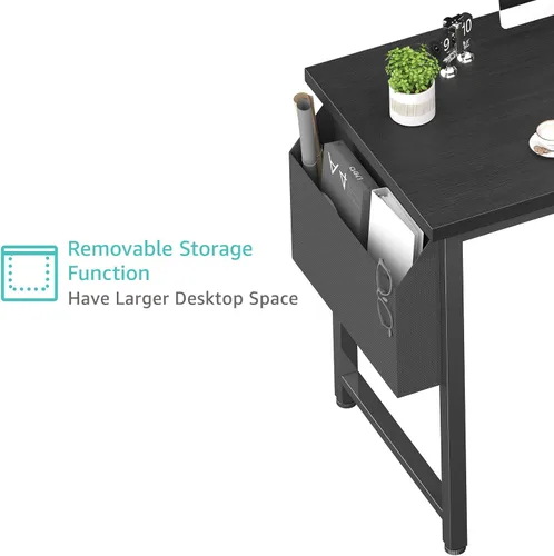 Vista 7 de Lufeiya Escritorio para computadora de 39 pulgadas con toma de corriente, mesa de estudio para adolescentes de 40 pulgadas, escritorio de trabajo