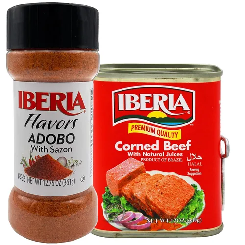 Iberia Carne de res en conserva, 12 onzas + Iberia Adobo con sazon, 12.75 onzas