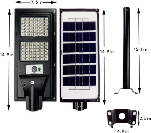 Vista 4 de Luces solares de calle de 30000 lm para exteriores, impermeables, 6000 K, luces de inundación solares con sensor de movimiento y control remoto