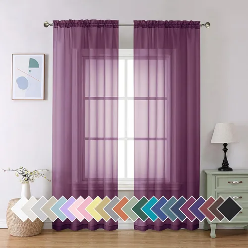 Vista 192 de Aiyufeng 2 paneles de cenefa transparente negra de 14 pulgadas de largo, cortinas cortas para dormitorio, cortinas de cocina para ventana pequeña