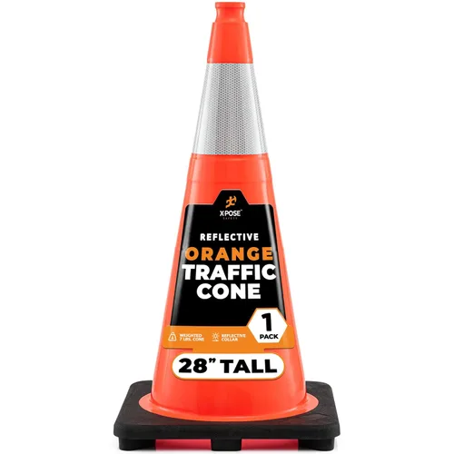 Vista 22 de Xpose Safety Conos de tráfico naranjas de 18 pulgadas, resistentes, 3 libras con collar de 6 pulgadas, 1 paquete de conos de seguridad de plástico