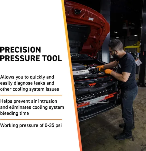 Vista 4 de Mishimoto MMTL-CPT-28 - Probador de presión de refrigerante y kit de recarga al vacío, 28 piezas, ajuste universal, color negro