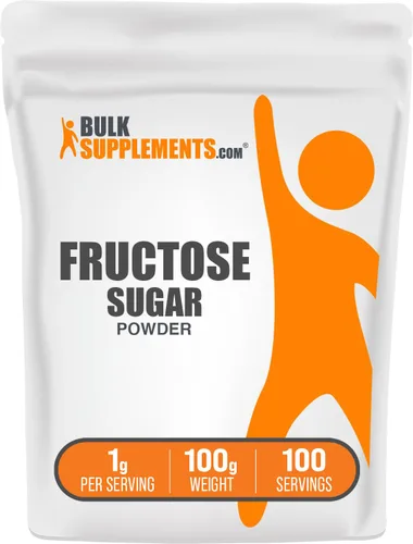 BulkSupplements.com Polvo de Fructosa - Azúcar de Fructosa, Edulcorante Cero Calorías - Grado Alimentario y Sin Gluten, 1g por Porción, 100g (3.5