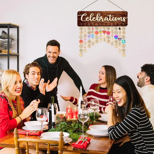 Vista 4 de Regalos para mamá y abuela, calendario de celebraciones de cumpleaños 3D recordatorio para colgar en la pared, placa de cumpleaños familiar