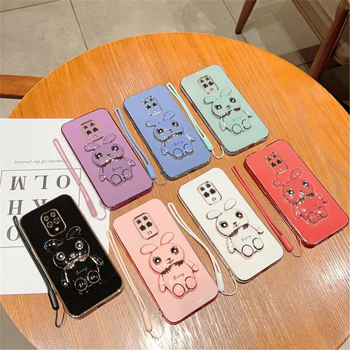 Vista 3 de Funda compatible con Redmi Note 9S Funda de teléfono TPU Silicona Soporte galvanizado Suave Durable Caída Protección a prueba de golpes para Redmi 1
