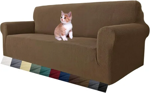 Vista 25 de MAXIJIN Funda súper elástica para sofá de 3 cojines, funda universal de 1 pieza para sofá de sala de estar, protector de muebles de elastano, apto