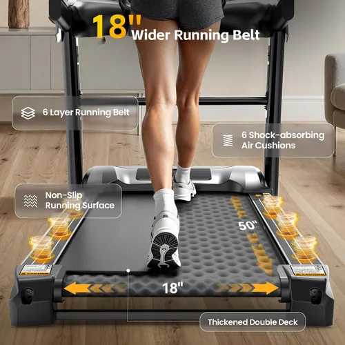 Vista 4 de Cinta de correr plegable con capacidad de 400 lbs para el hogar con inclinación del 15%, cinta de correr de 5.0 HP para hacer ejercicio, 0.6–10 MPH