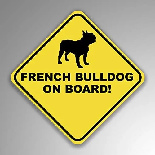 JMM Industries Pegatinas de vinilo de Bulldog francés a bordo para parachoques de ventana de coche, paquete de 2 unidades de 4 x 4 pulgadas,