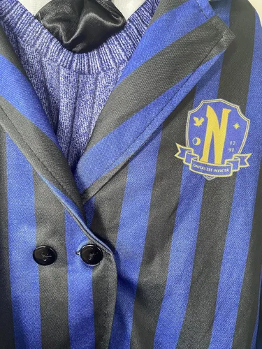 Vista 5 de Serie de televisión de los miércoles: disfraz de uniforme escolar de la Academia Nevermore para niños por Rubies, talla S para niña