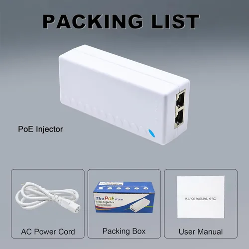 Vista 5 de Inyector PoE+ de 10 Gbps - Cumple con IEEE 802.3af/at de 30 W, ofrece 15.4 W (PoE) o 30 W (PoE+) de alimentación a través de Ethernet hasta 328.1 ft