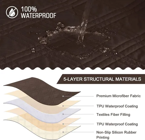 Vista 5 de TAOCOCO Funda de silla reclinable 100% impermeable, fundas de silla reclinable antideslizante para sillas reclinables con brazos, funda lavable