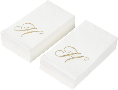 Vista 288 de Efavormart 50 Pack Servilletas de papel para fiestas de 2 capas suaves verde oliva con borde dorado de oro, servilletas para cenas, cócteles