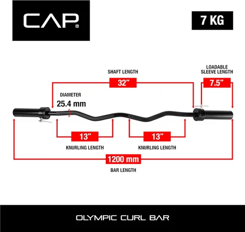 Vista 8 de CAP Barbell 47-Inch Olympic EZ Curl Bar for 2-Inch Weight Plates Multiple Options