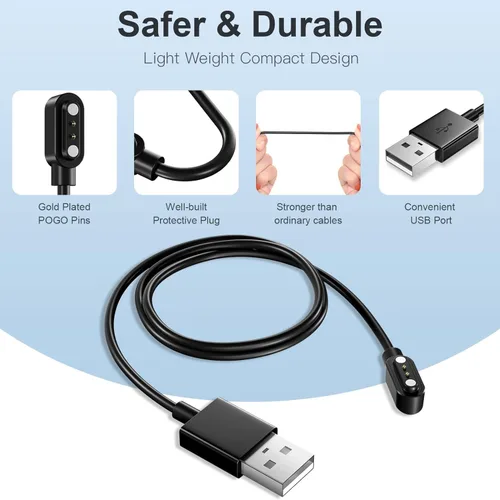 Vista 6 de Cargador de reloj inteligente magnético de 2 pines, cable adaptador de pared para Willful/YAMAY/Letsfit/Letscom/Fitpolo/Lintelek/VeryFitPro SW021