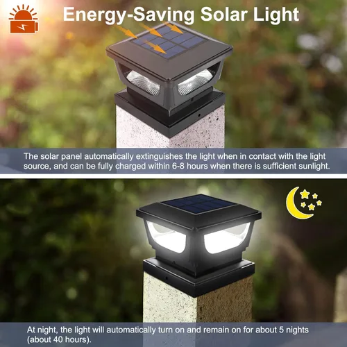 Vista 2 de Sumaote Paquete de 12 luces solares para poste de madera, para exteriores de 4 x 4 de madera, 3 x 3 y 4 x 4 pulgadas, PCV/vinilo para postes