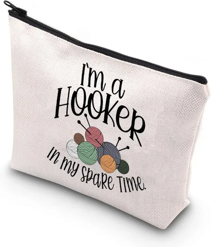 WCGXKO Crochet Lover Gift Crocheters Gift I'm A Hooker In My Spare Time Zipper Bag Bolsa de maquillaje, tiempo libre, Cremallera